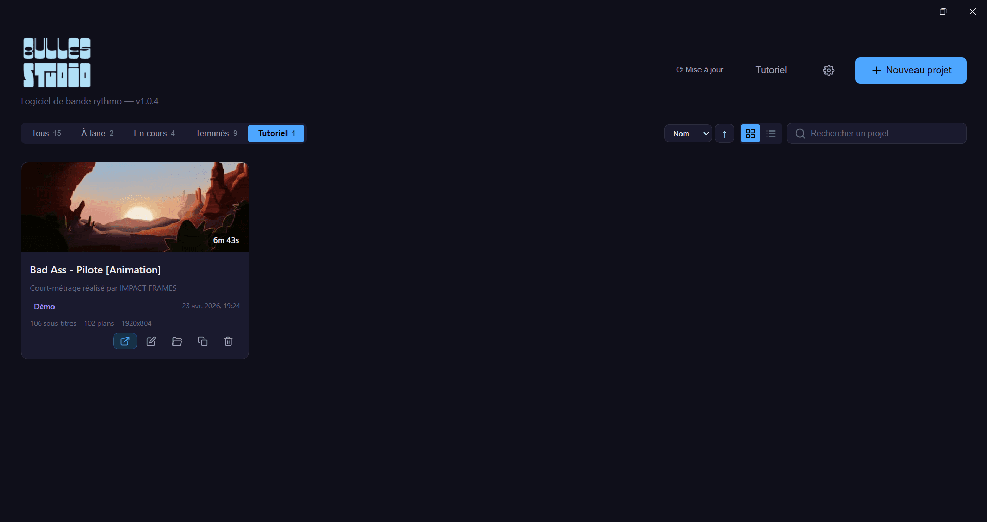 Vue liste des projets